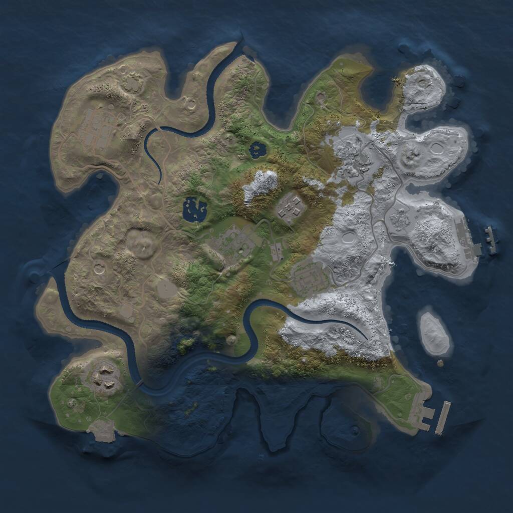 Rust Map: Procedural Map, Size: 3000, Seed: 280616, 13 Monuments