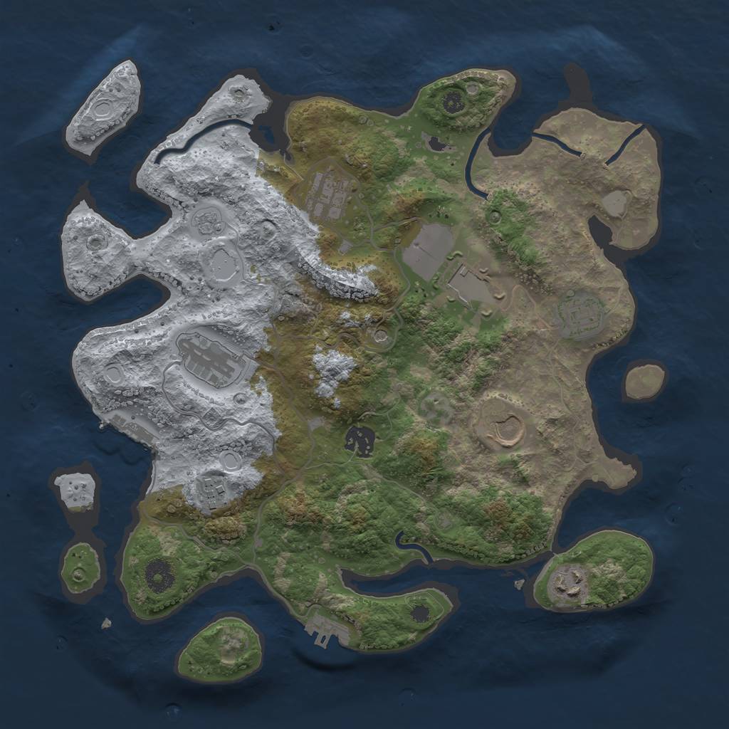 Rust Map: Procedural Map, Size: 3500, Seed: 6331, 17 Monuments