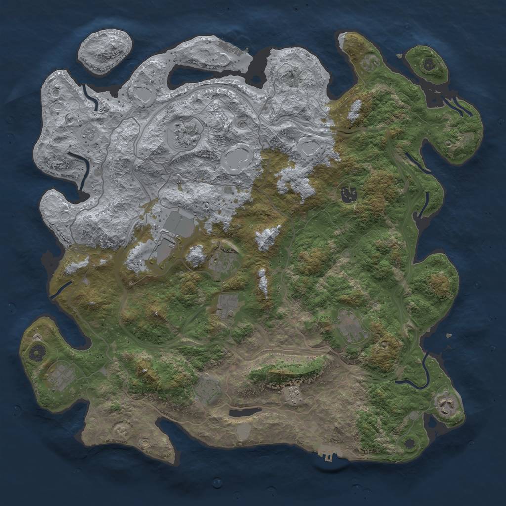 Rust Map: Procedural Map, Size: 4500, Seed: 465547891, 19 Monuments