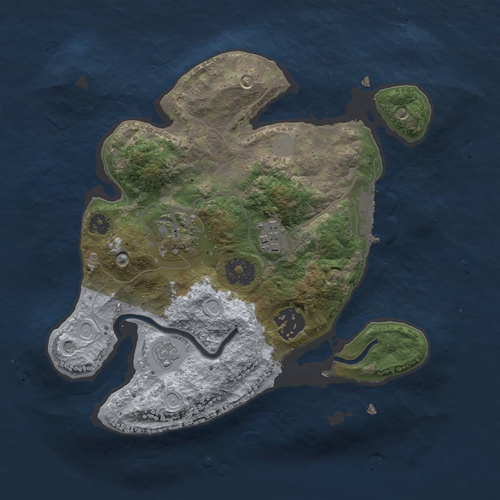 Rust Map: Procedural Map, Size: 2500, Seed: 346185, 10 Monuments