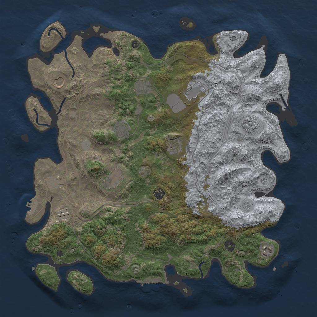Rust Map: Procedural Map, Size: 4250, Seed: 1184397636, 20 Monuments