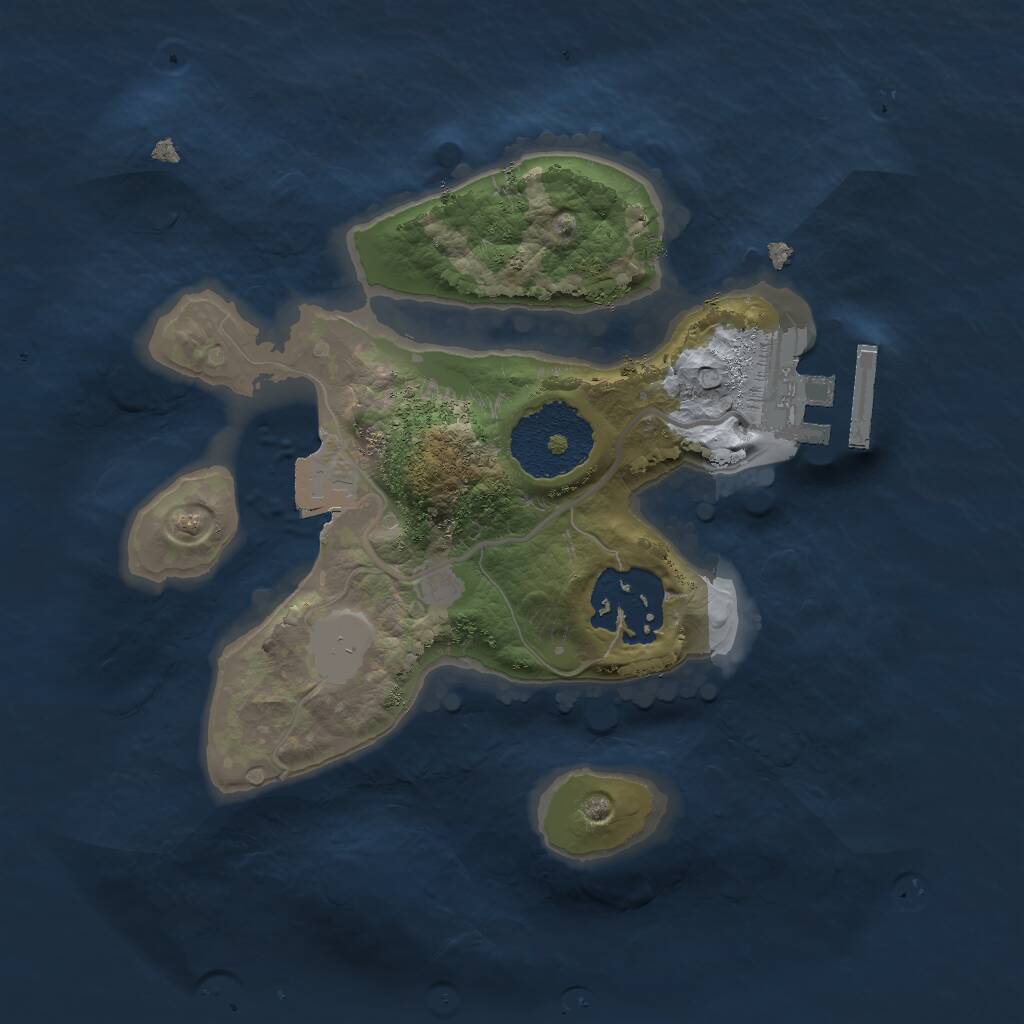 Rust Map: Procedural Map, Size: 2000, Seed: 1090516824, 3 Monuments