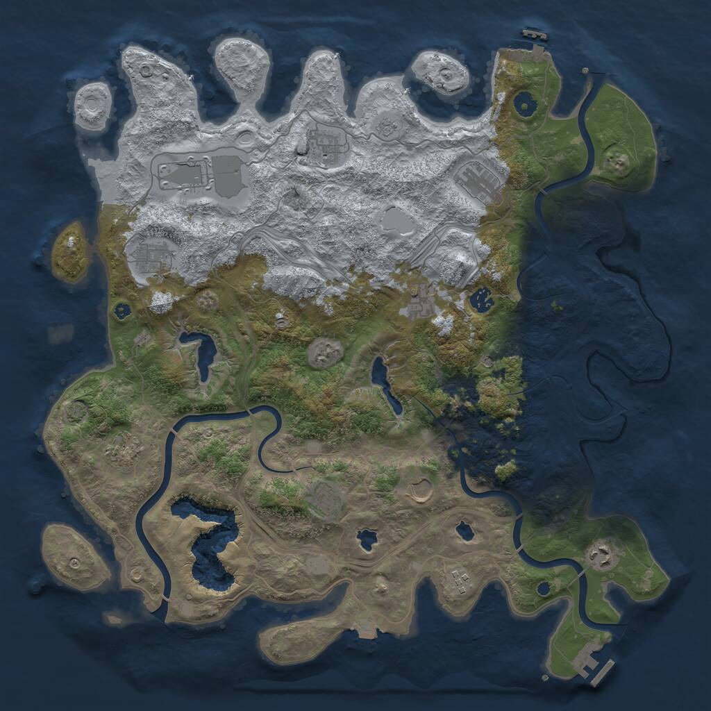 Rust Map: Procedural Map, Size: 4500, Seed: 1155710397, 17 Monuments