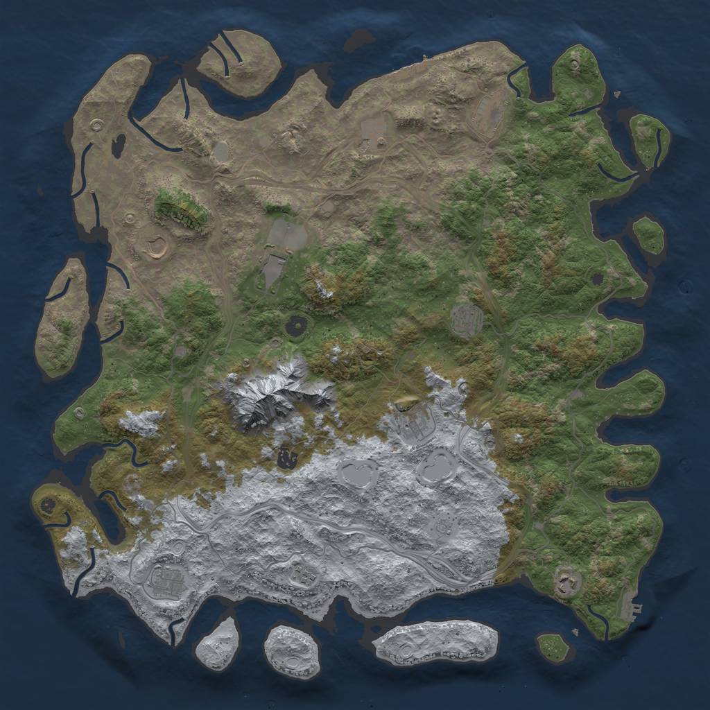 Rust Map: Procedural Map, Size: 5000, Seed: 459735893, 19 Monuments