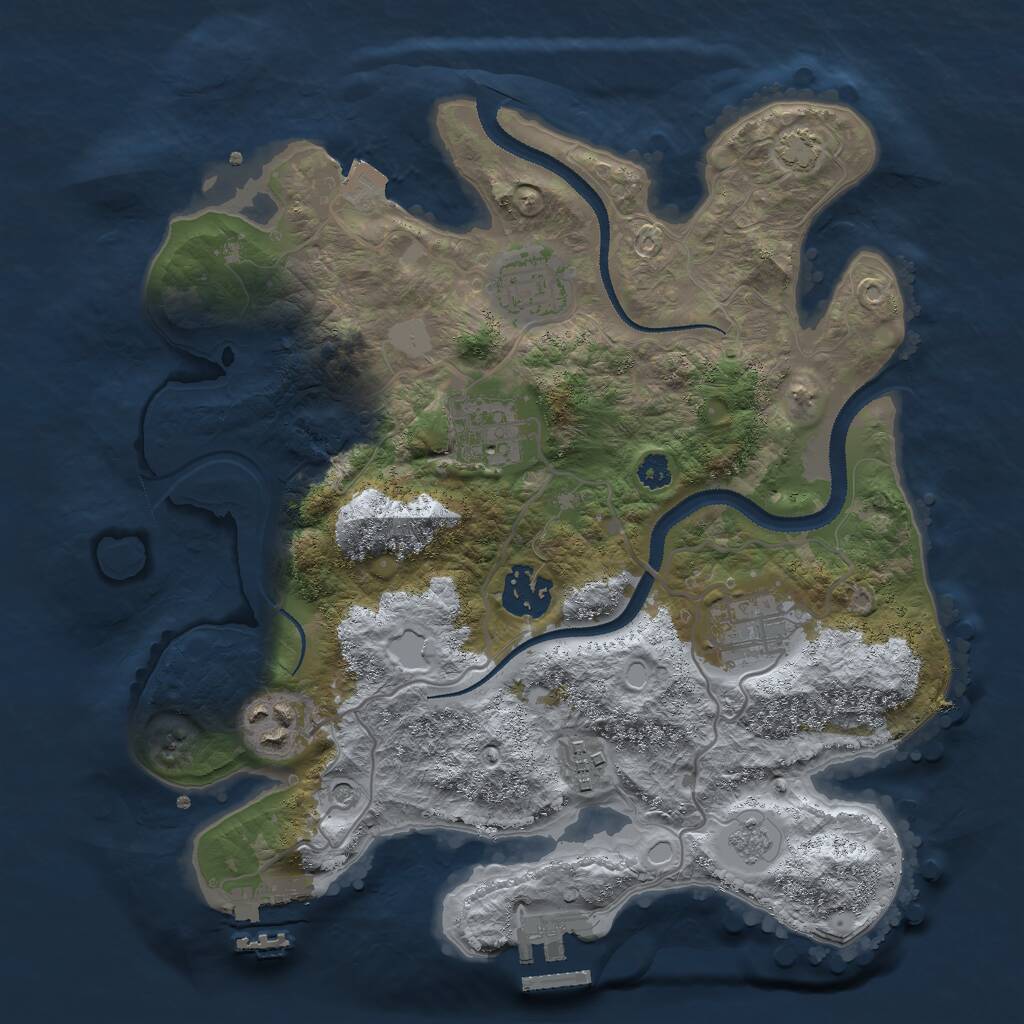 Rust Map: Procedural Map, Size: 3000, Seed: 56468728, 12 Monuments