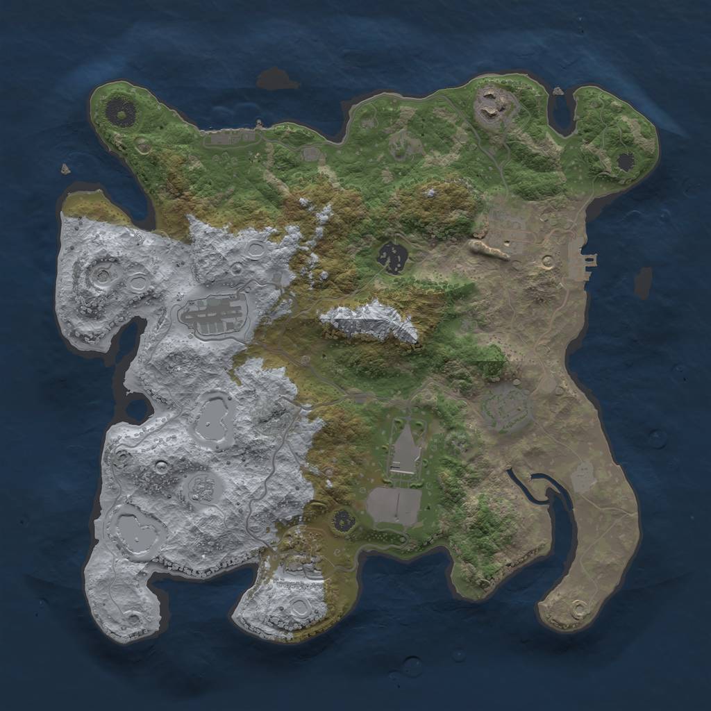Rust Map: Procedural Map, Size: 3500, Seed: 543204, 16 Monuments
