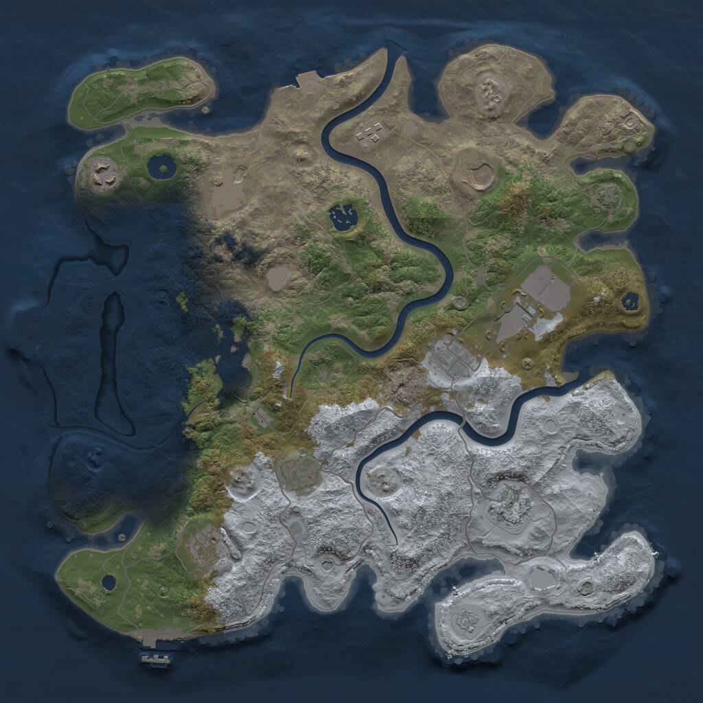 Rust Map: Procedural Map, Size: 3850, Seed: 874354699, 17 Monuments