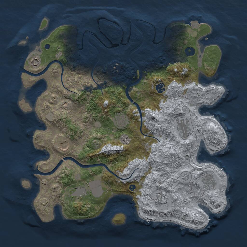 Rust Map: Procedural Map, Size: 3850, Seed: 801613362, 13 Monuments