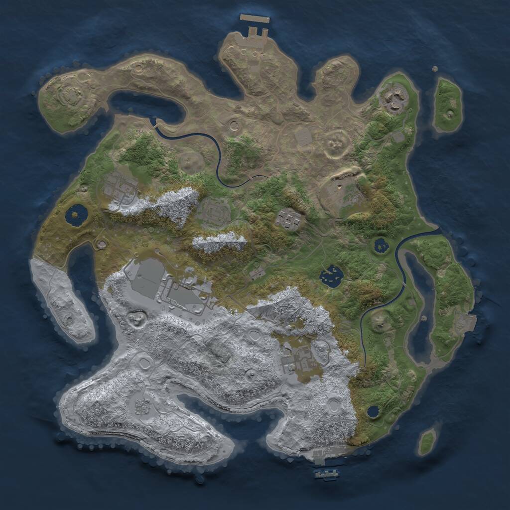 Rust Map: Procedural Map, Size: 3500, Seed: 1234957373, 14 Monuments
