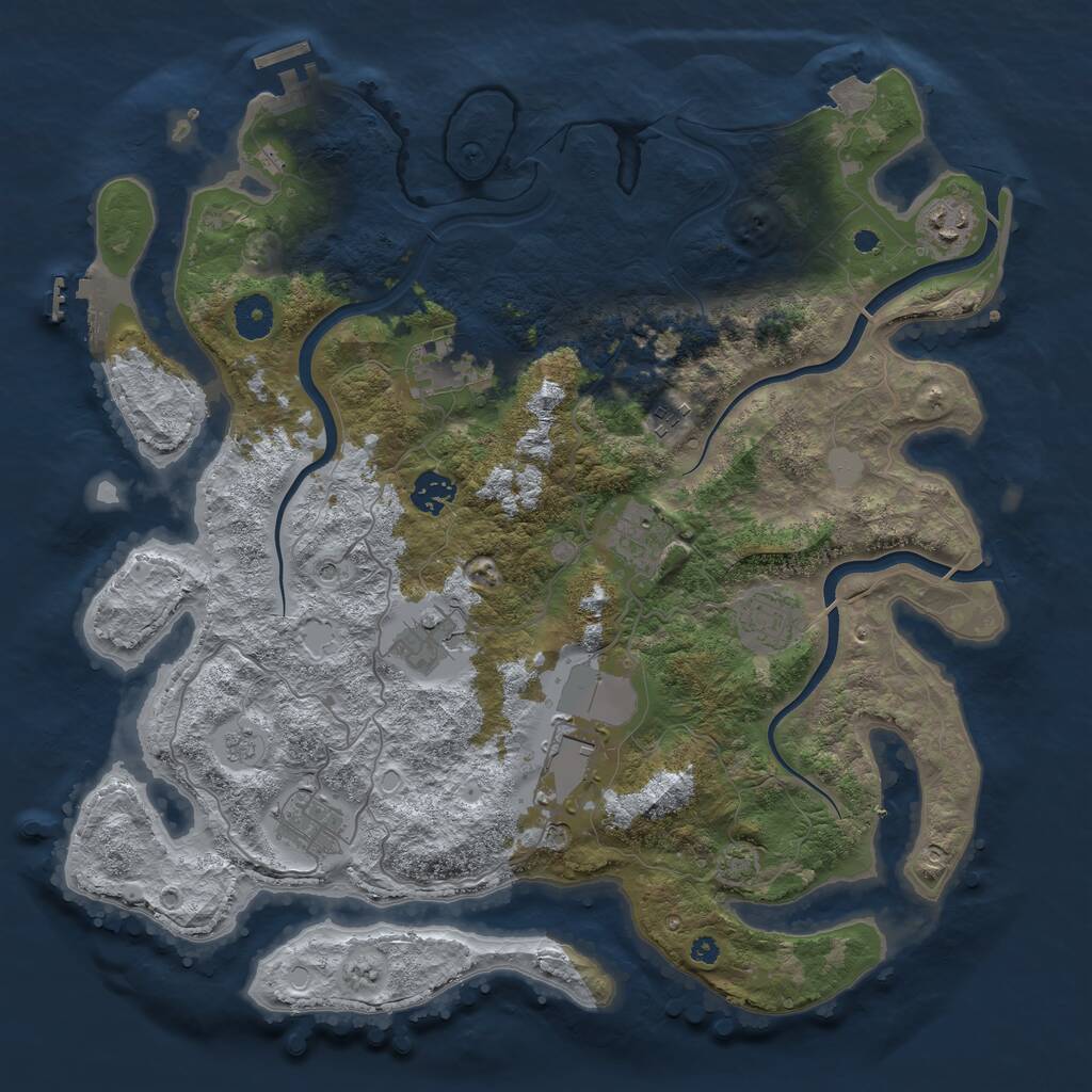 Rust Map: Procedural Map, Size: 3850, Seed: 1840185842, 15 Monuments
