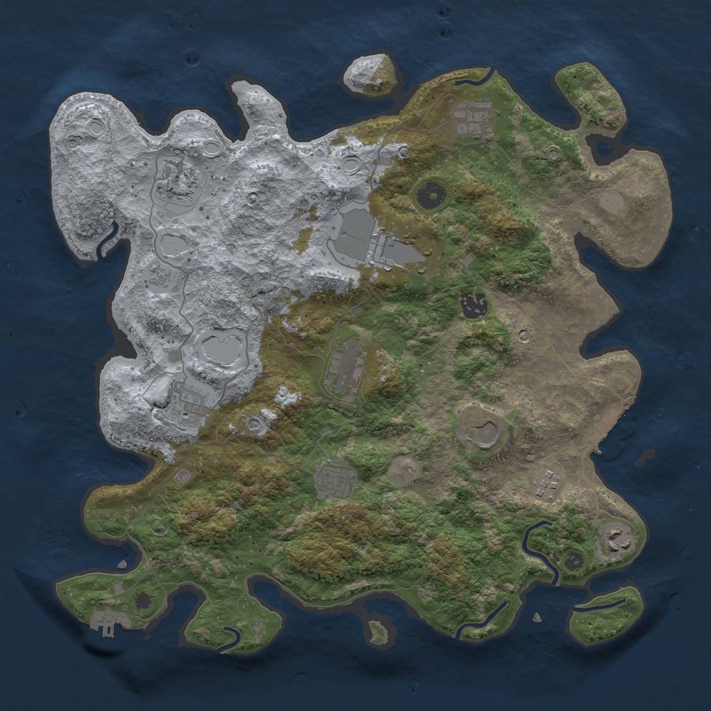 Rust Map: Procedural Map, Size: 3850, Seed: 439519331, 19 Monuments