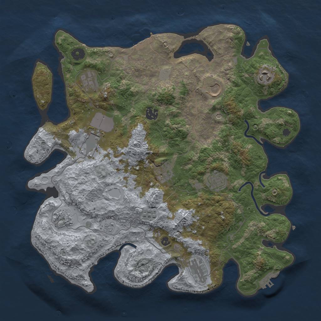 Rust Map: Procedural Map, Size: 3750, Seed: 9999, 19 Monuments
