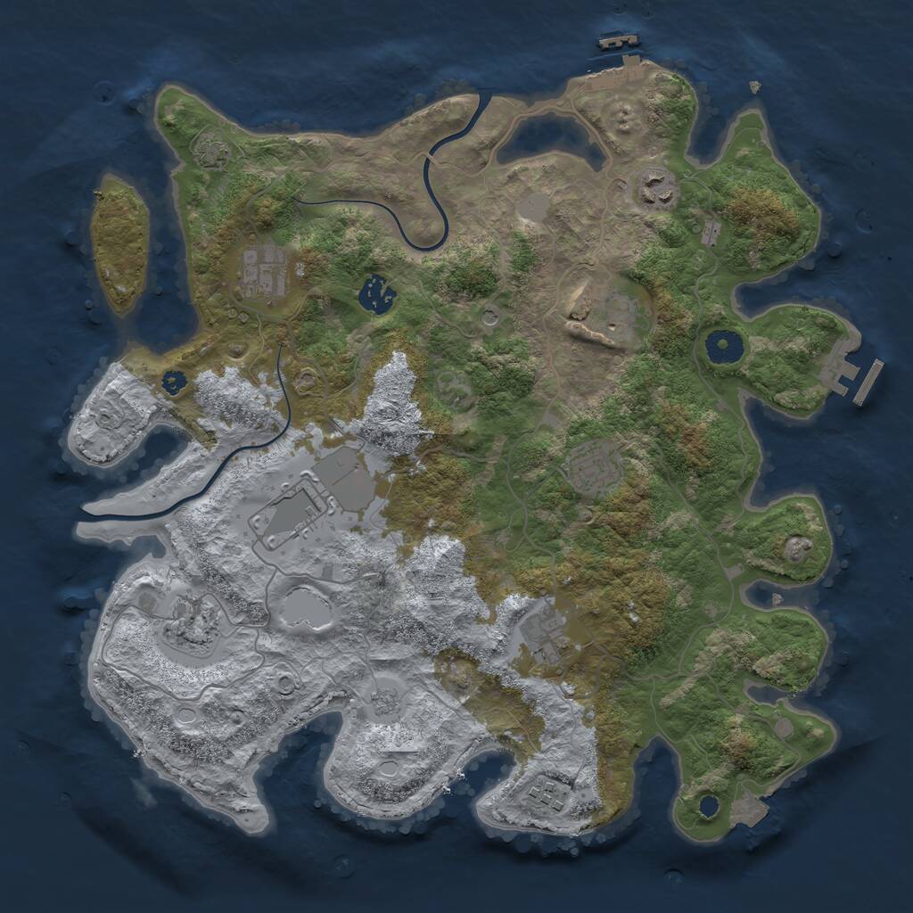 Rust Map: Procedural Map, Size: 3750, Seed: 9999, 15 Monuments