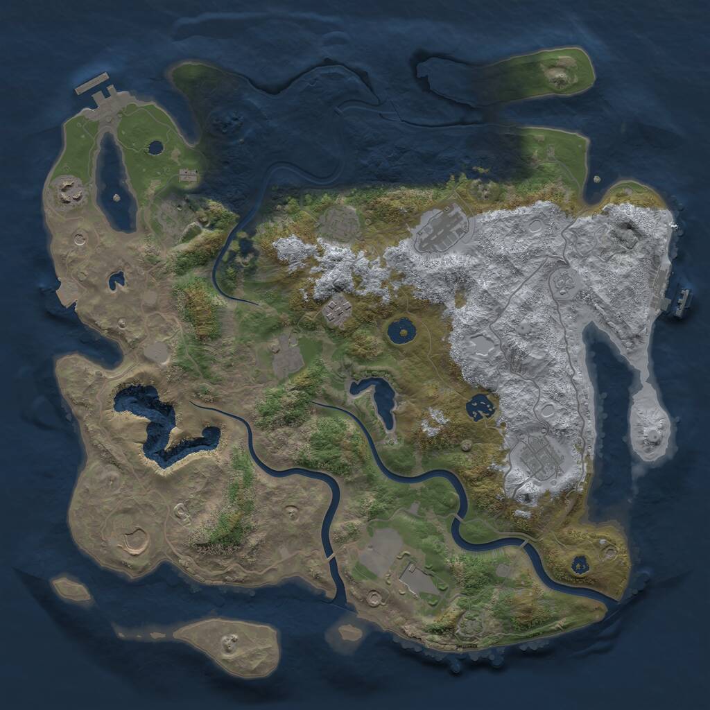Rust Map: Procedural Map, Size: 4000, Seed: 94555, 16 Monuments