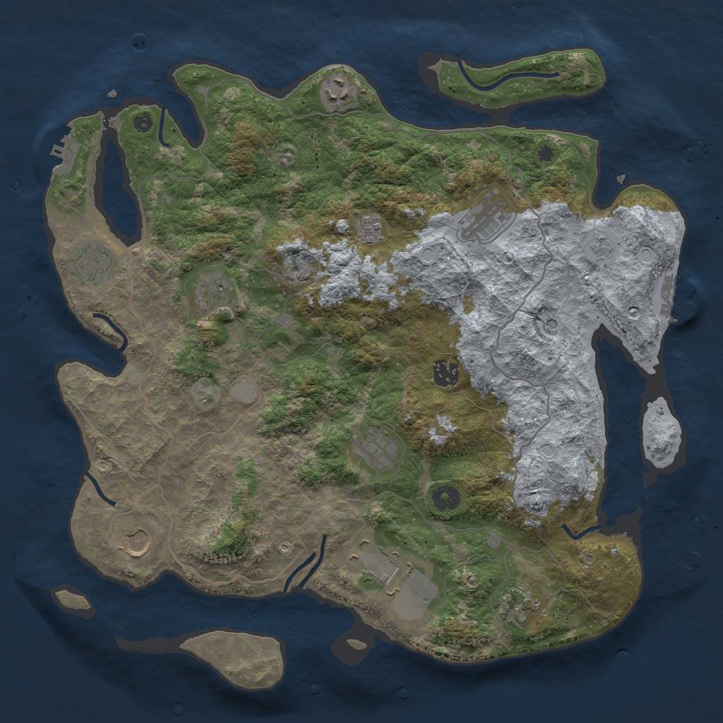 Rust Map: Procedural Map, Size: 4000, Seed: 94555, 19 Monuments
