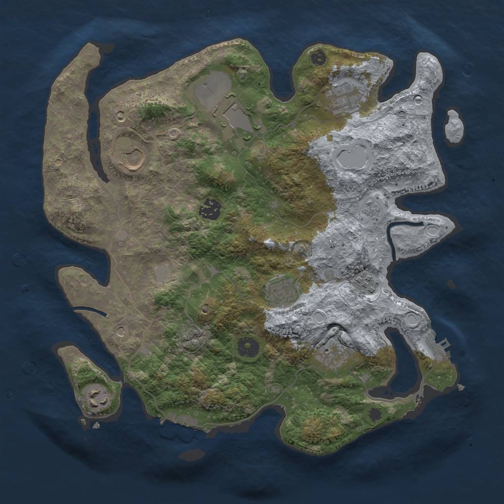 Rust Map: Procedural Map, Size: 3500, Seed: 858630419, 17 Monuments