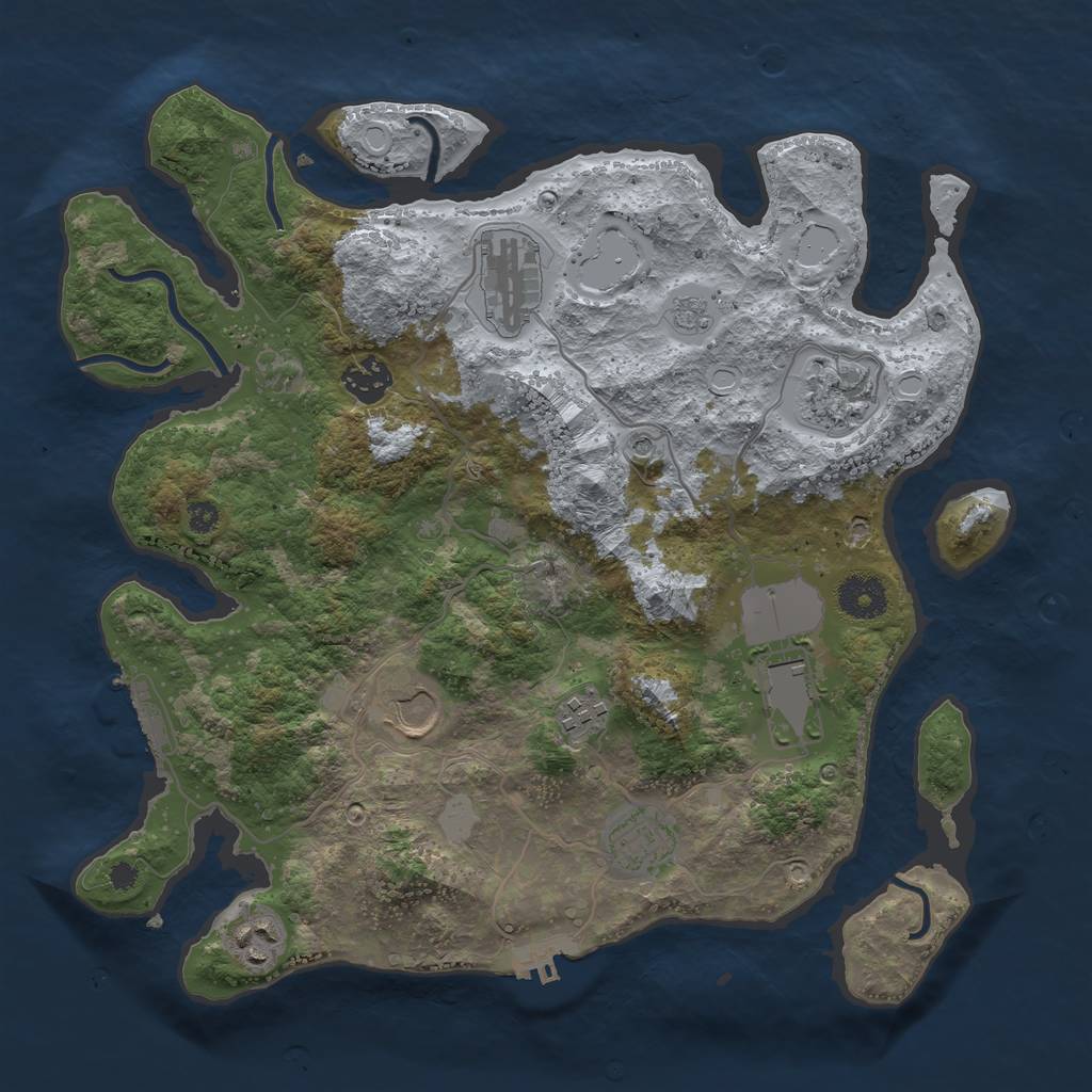 Rust Map: Procedural Map, Size: 3500, Seed: 18711781, 17 Monuments