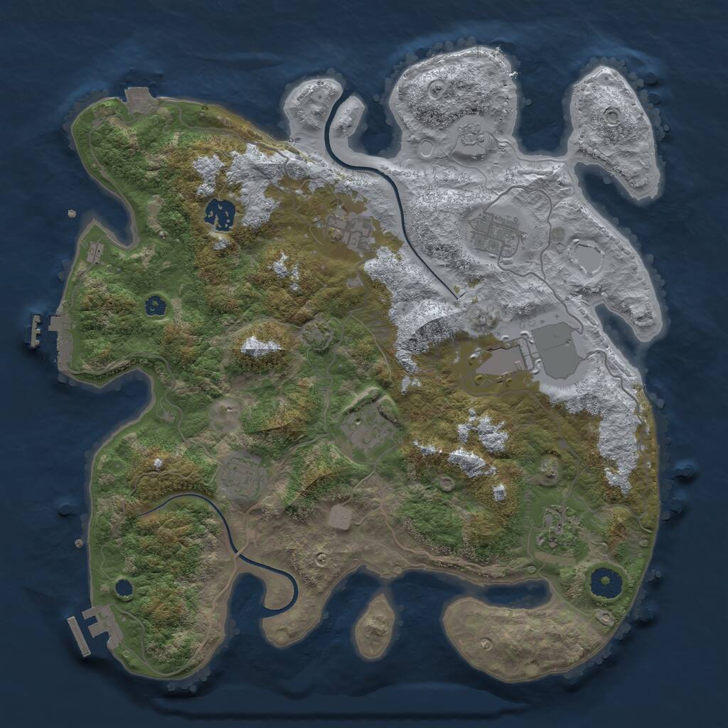 Rust Map: Procedural Map, Size: 3500, Seed: 87069069, 12 Monuments