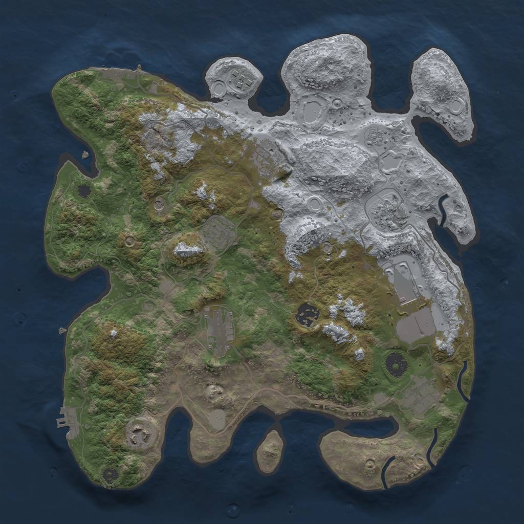 Rust Map: Procedural Map, Size: 3500, Seed: 87069069, 18 Monuments