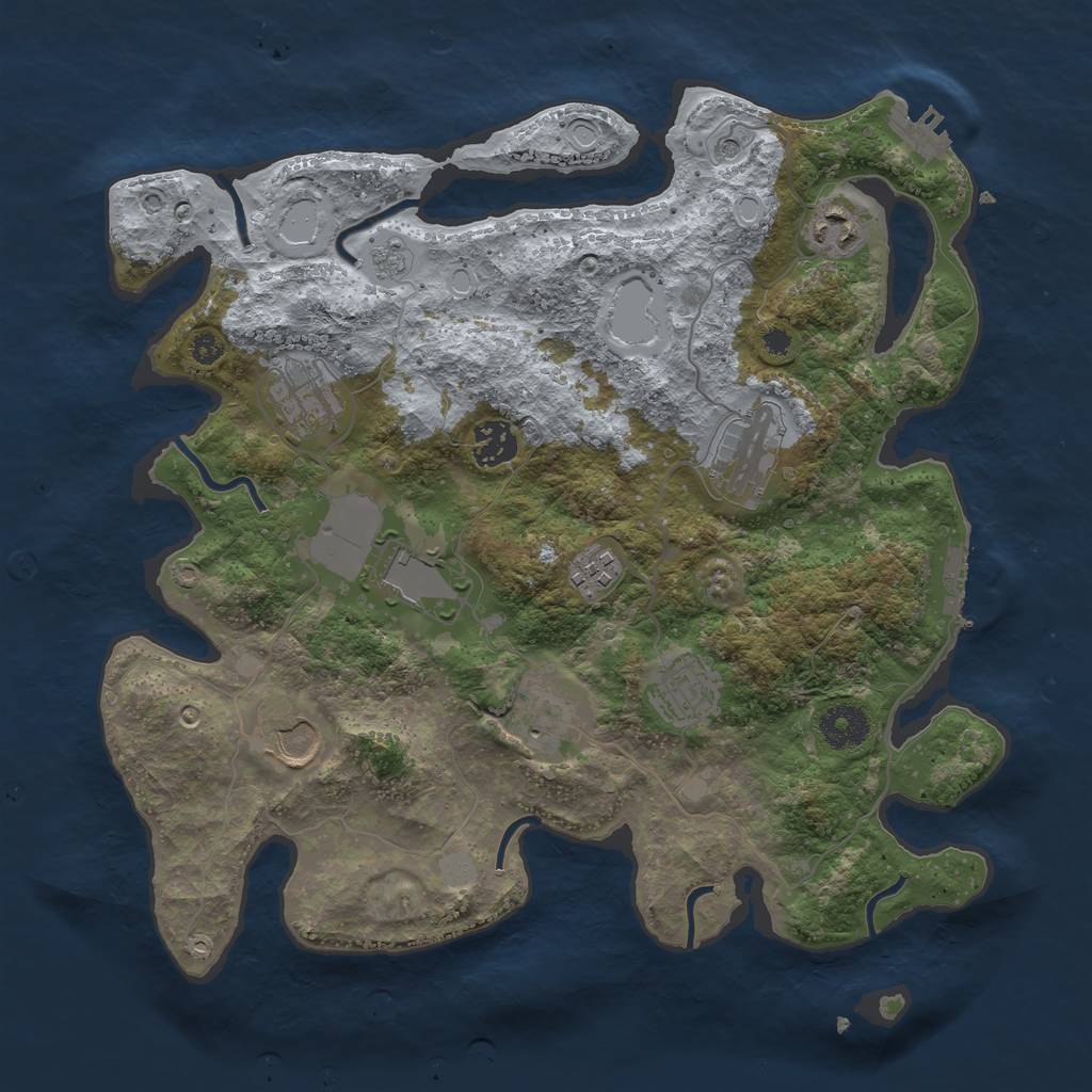 Rust Map: Procedural Map, Size: 3500, Seed: 2208015, 18 Monuments