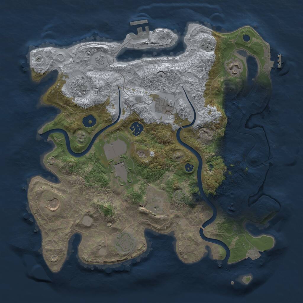 Rust Map: Procedural Map, Size: 3500, Seed: 2208015, 15 Monuments
