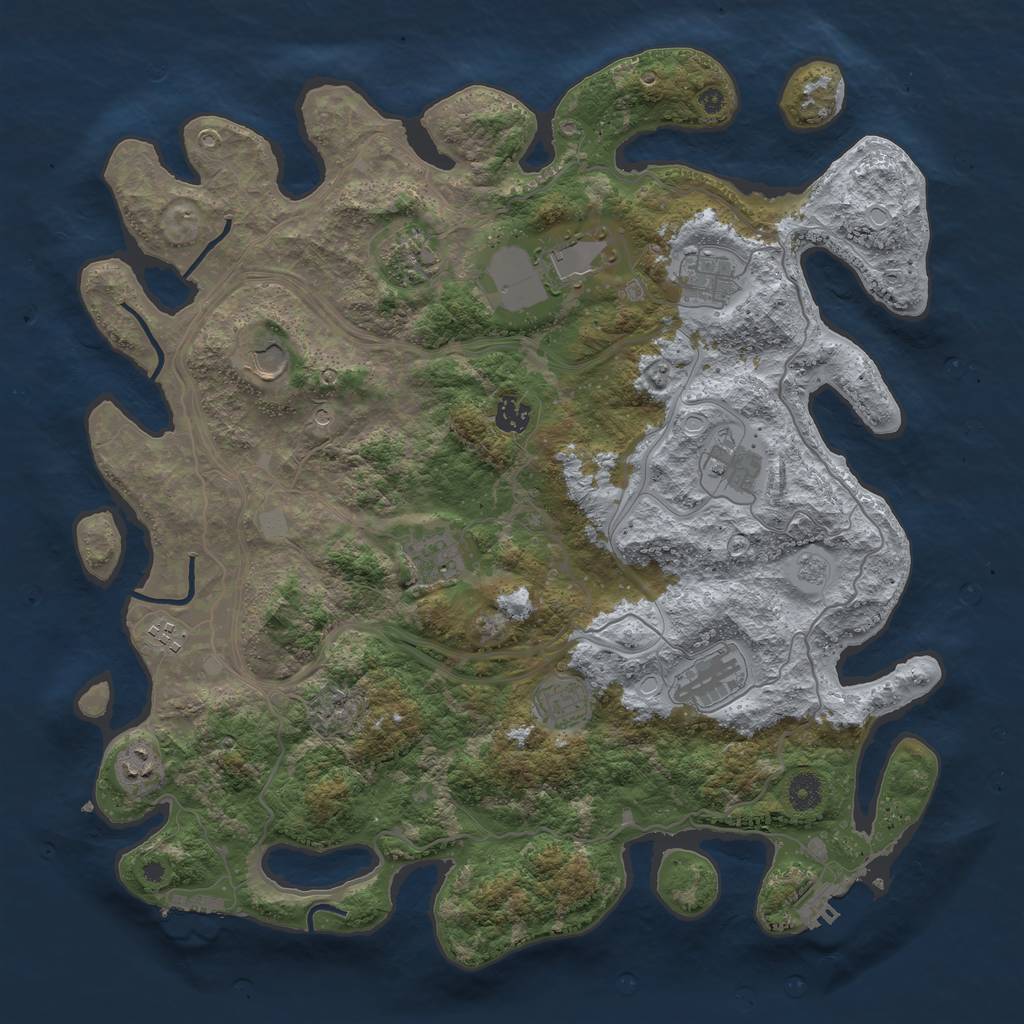 Rust Map: Procedural Map, Size: 4250, Seed: 1828642721, 20 Monuments
