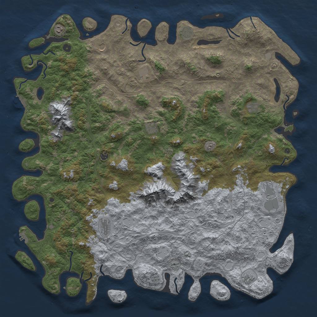 Rust Map: Procedural Map, Size: 6000, Seed: 416684, 20 Monuments