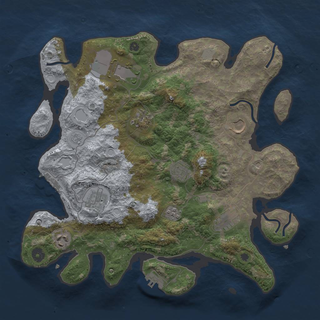 Rust Map: Procedural Map, Size: 3500, Seed: 64560285, 17 Monuments