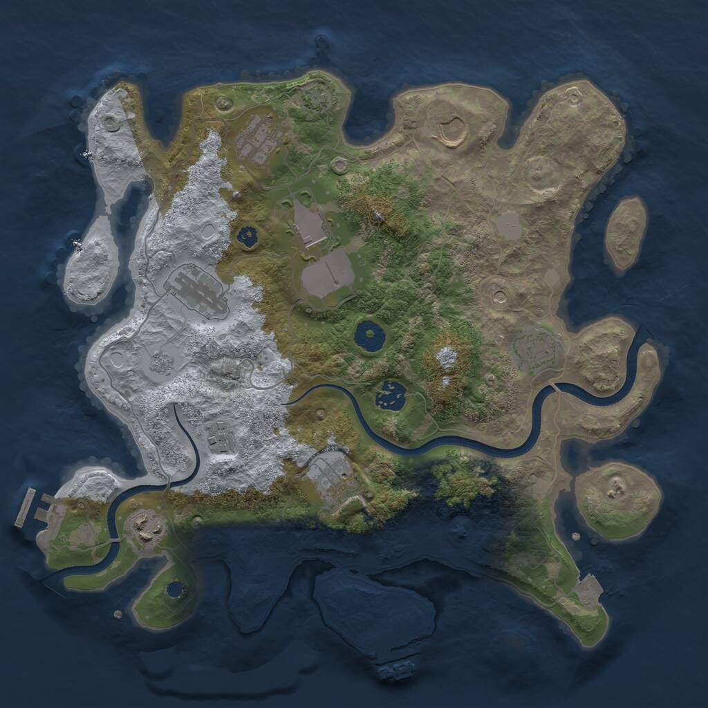 Rust Map: Procedural Map, Size: 3500, Seed: 64560285, 15 Monuments