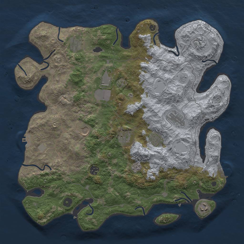 Rust Map: Procedural Map, Size: 4000, Seed: 374751, 19 Monuments