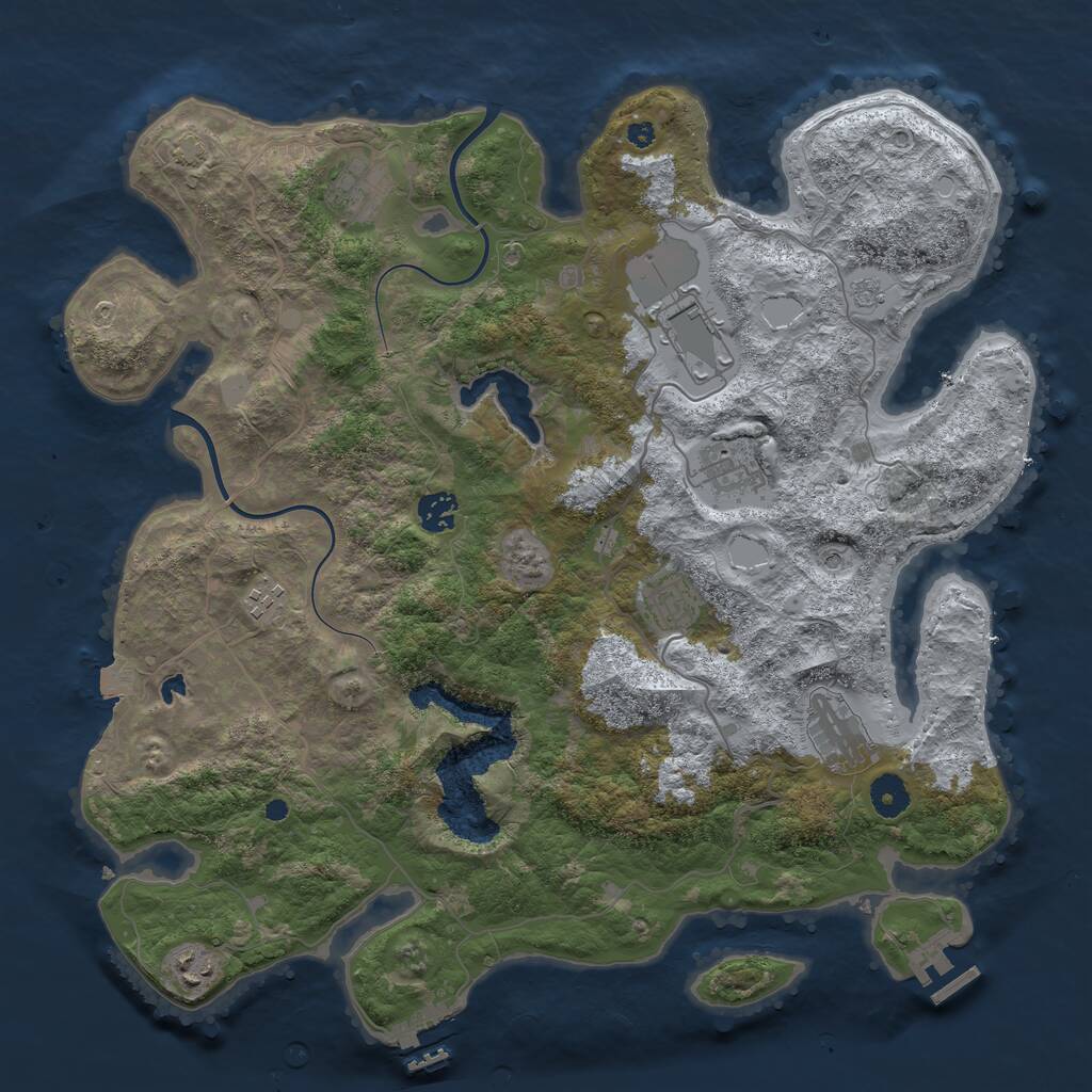 Rust Map: Procedural Map, Size: 4000, Seed: 374751, 14 Monuments