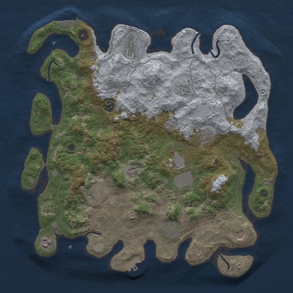 Rust Map: Procedural Map, Size: 4000, Seed: 882921, 19 Monuments