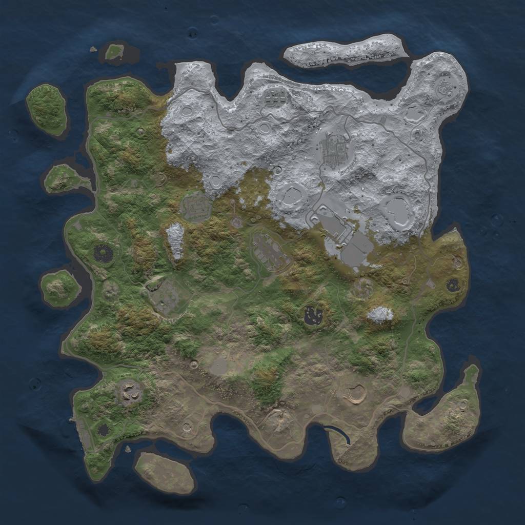 Rust Map: Procedural Map, Size: 4000, Seed: 873460, 17 Monuments