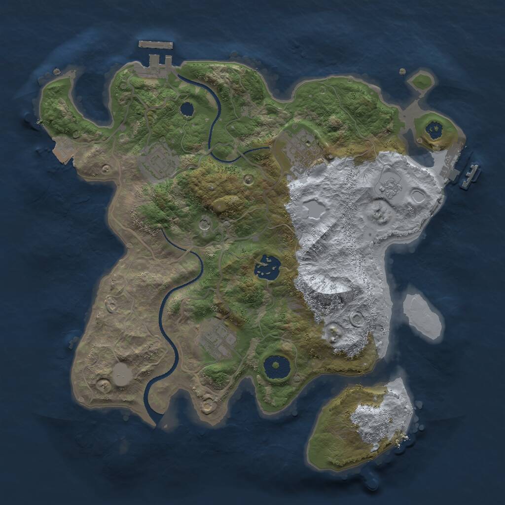Rust Map: Procedural Map, Size: 3000, Seed: 2349857, 9 Monuments
