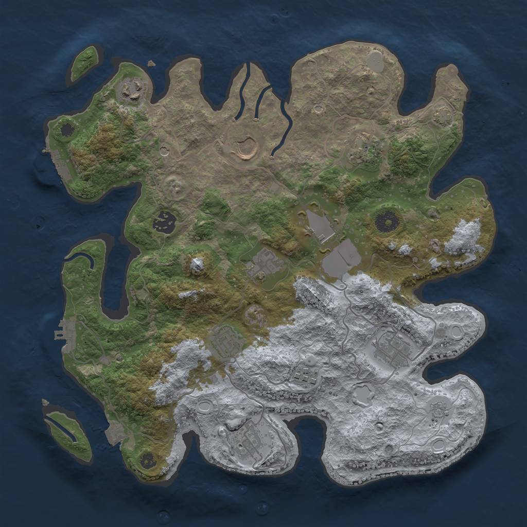 Rust Map: Procedural Map, Size: 3500, Seed: 1095287482, 18 Monuments