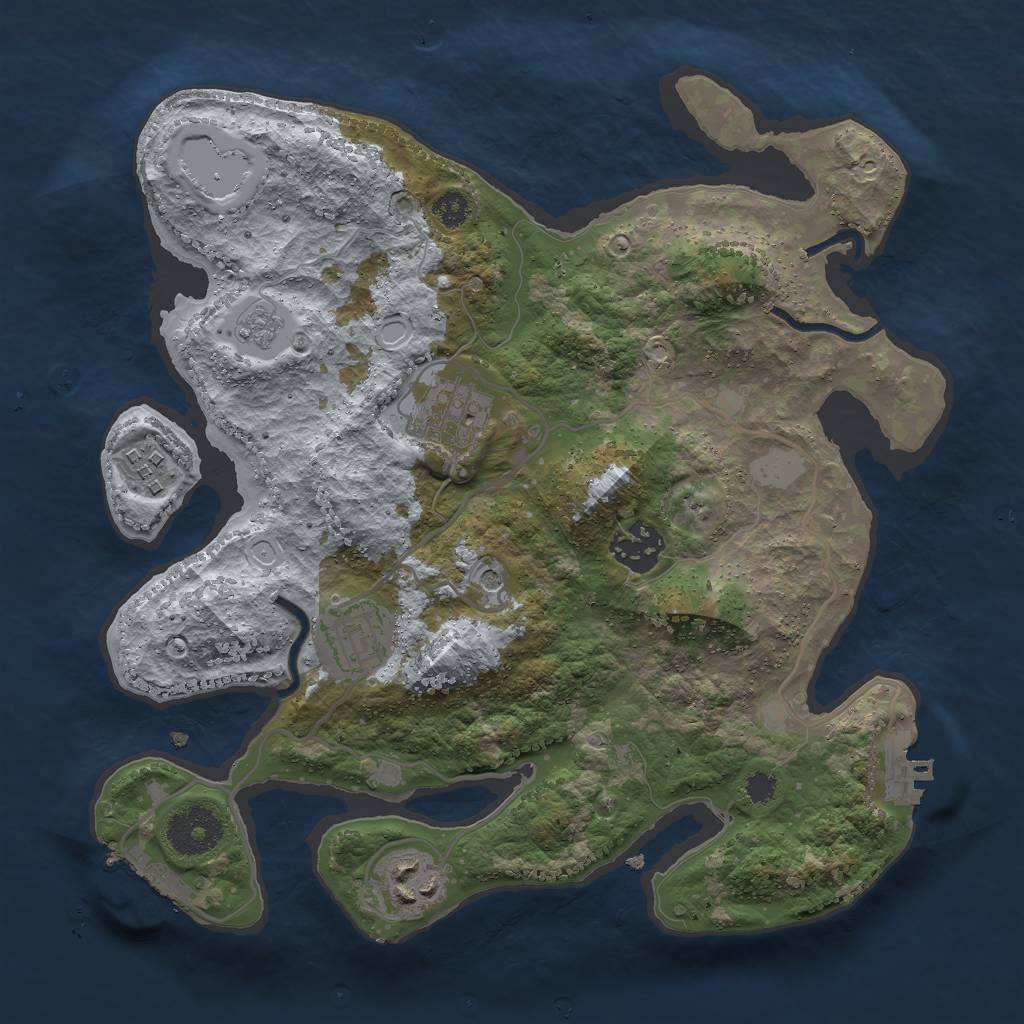 Rust Map: Procedural Map, Size: 3000, Seed: 3566, 14 Monuments