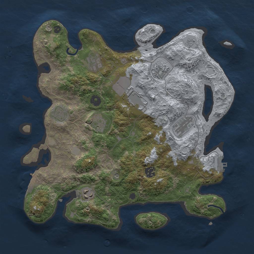 Rust Map: Procedural Map, Size: 3500, Seed: 1551722207, 17 Monuments