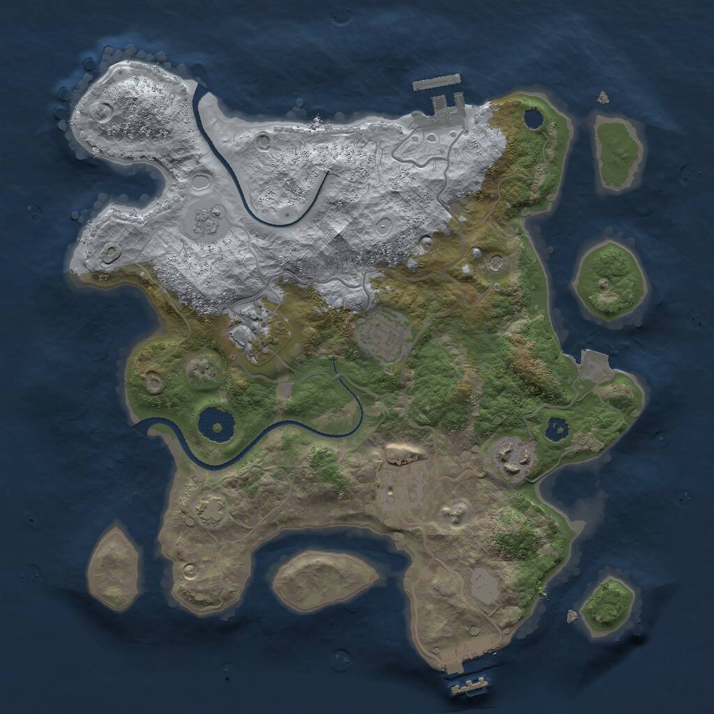 Rust Map: Procedural Map, Size: 3000, Seed: 1283974, 10 Monuments