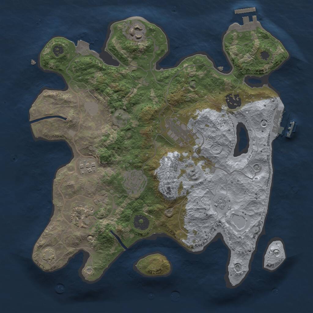 Rust Map: Procedural Map, Size: 3000, Seed: 2106378, 12 Monuments