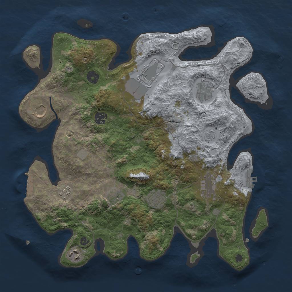 Rust Map: Procedural Map, Size: 3500, Seed: 4863102, 17 Monuments