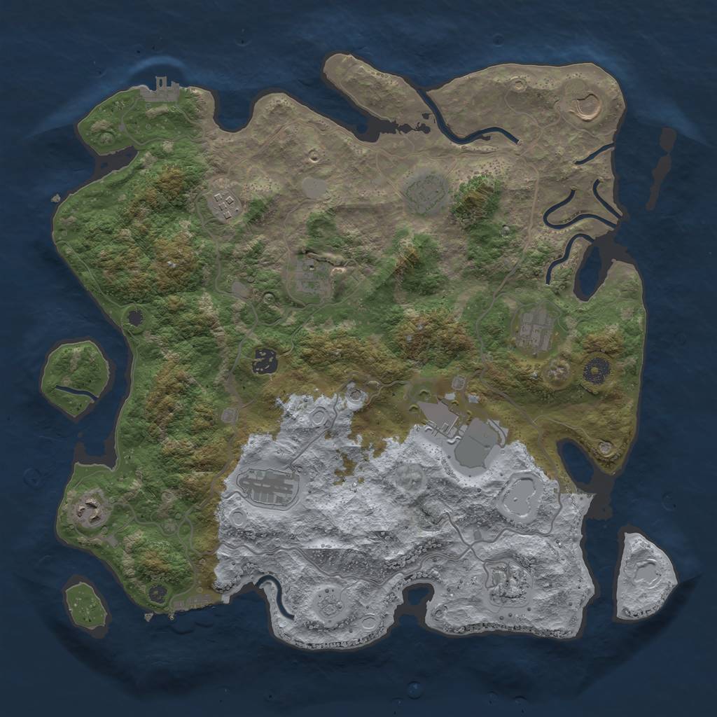 Rust Map: Procedural Map, Size: 4000, Seed: 1736996655, 19 Monuments