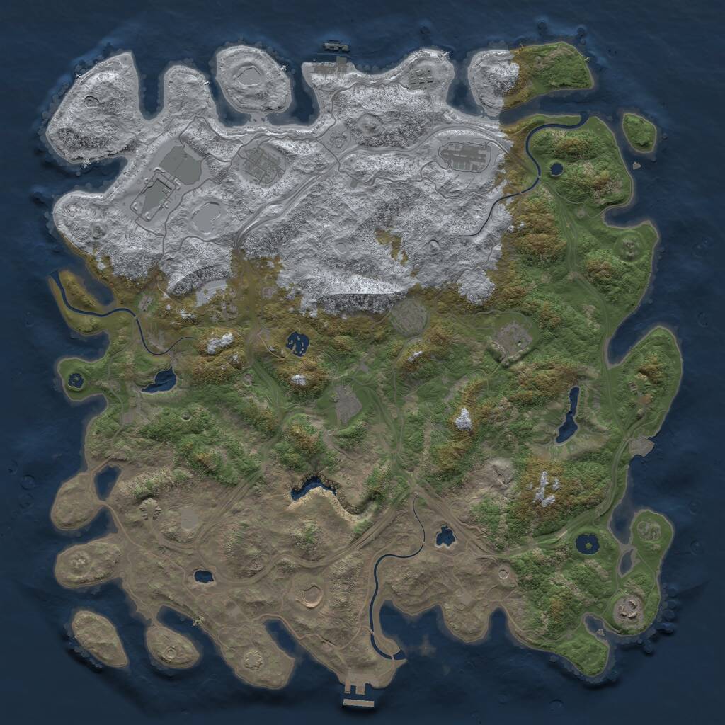 Rust Map: Procedural Map, Size: 4800, Seed: 496056154, 17 Monuments