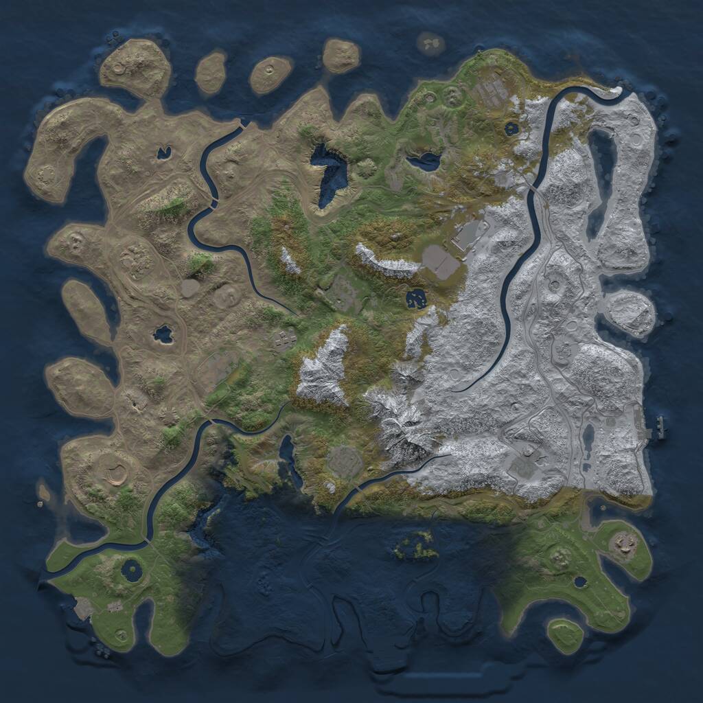 Rust Map: Procedural Map, Size: 5000, Seed: 45232325, 17 Monuments