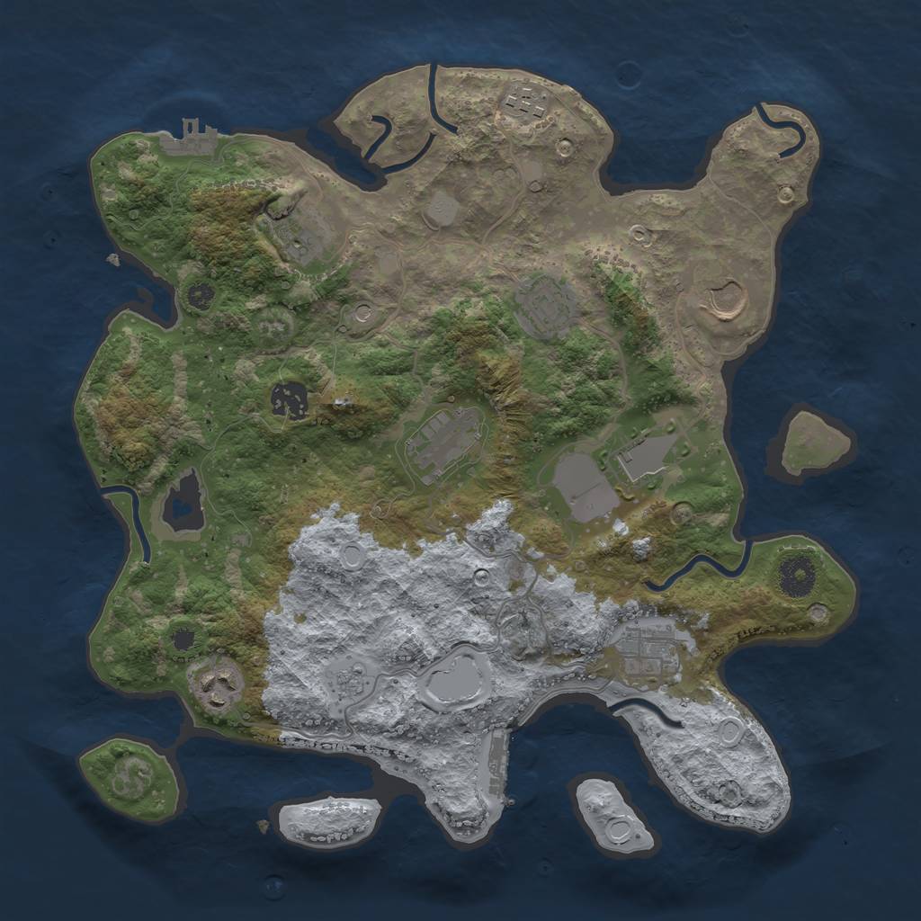 Rust Map: Procedural Map, Size: 3500, Seed: 25045036, 18 Monuments