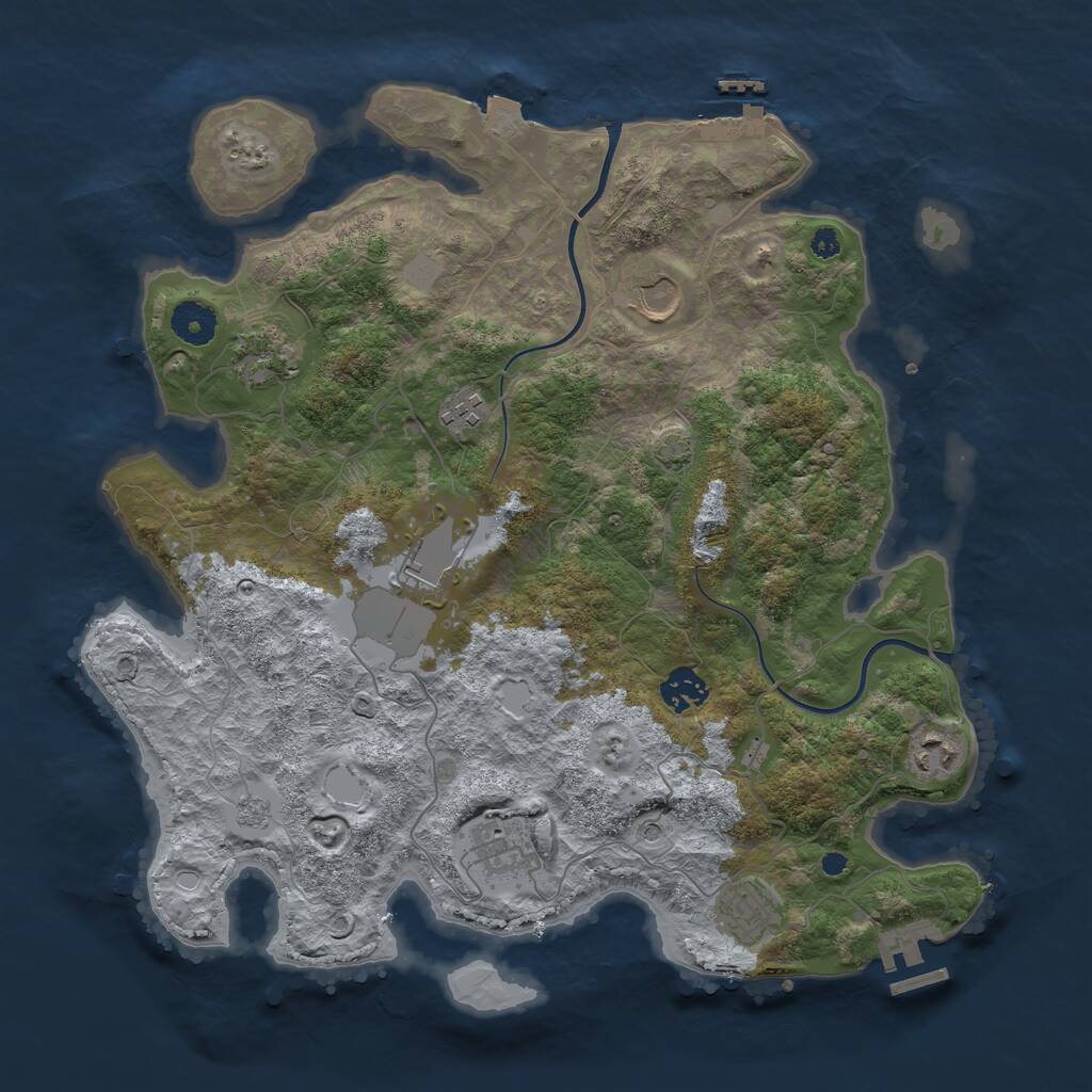 Rust Map: Procedural Map, Size: 3700, Seed: 1977455482, 14 Monuments
