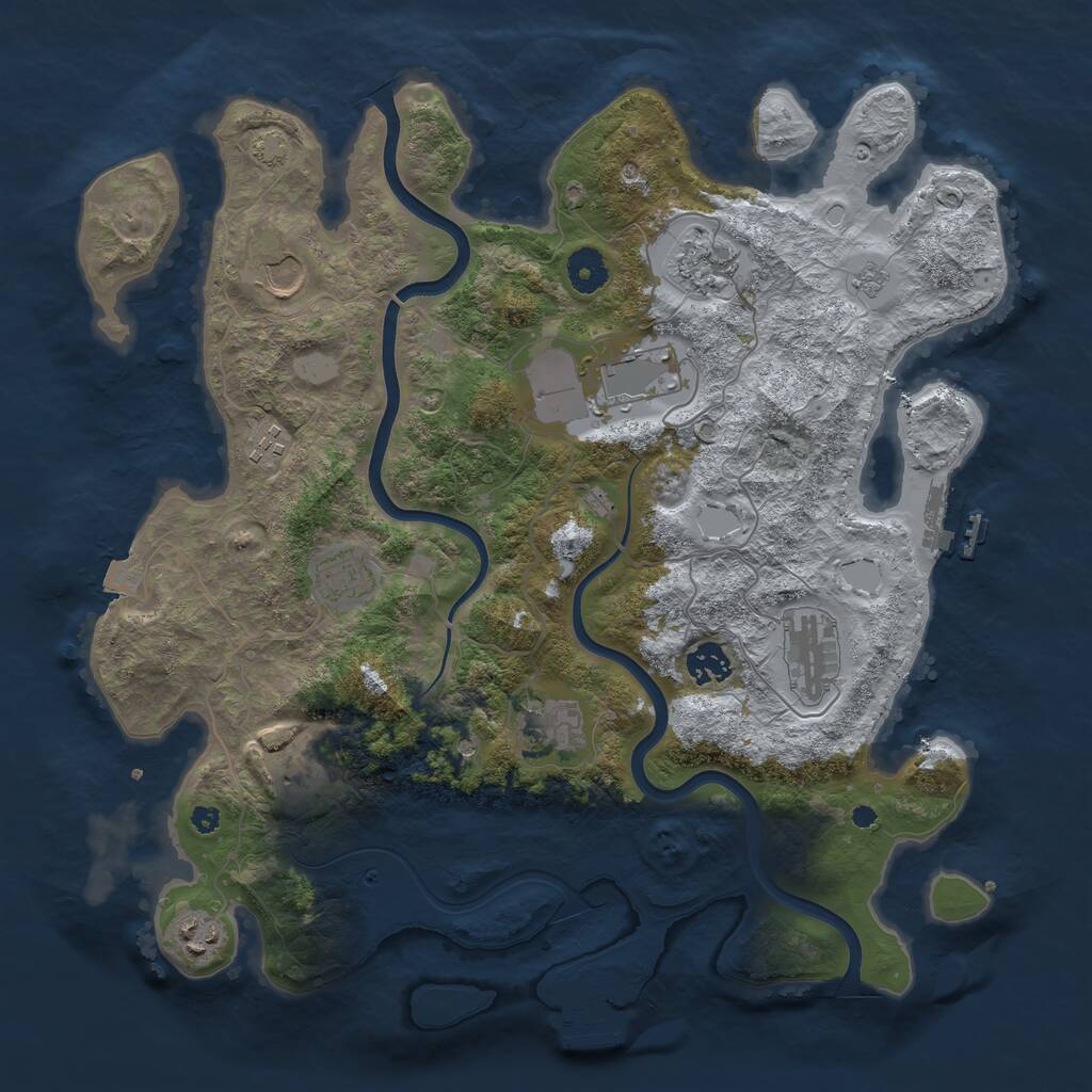 Rust Map: Procedural Map, Size: 3850, Seed: 70026144, 16 Monuments