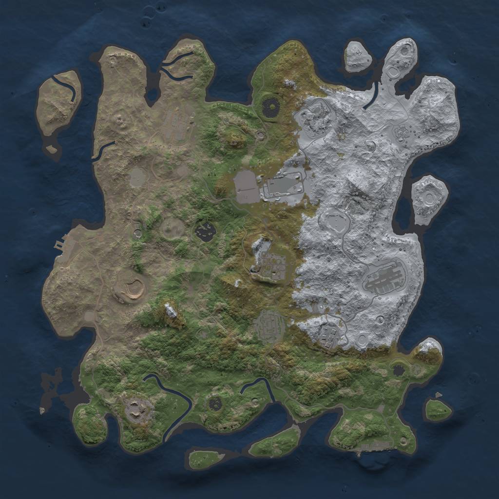 Rust Map: Procedural Map, Size: 3850, Seed: 70026144, 19 Monuments