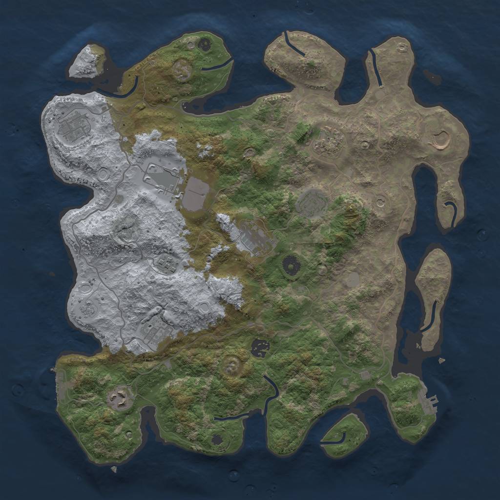 Rust Map: Procedural Map, Size: 4000, Seed: 2029034406, 19 Monuments