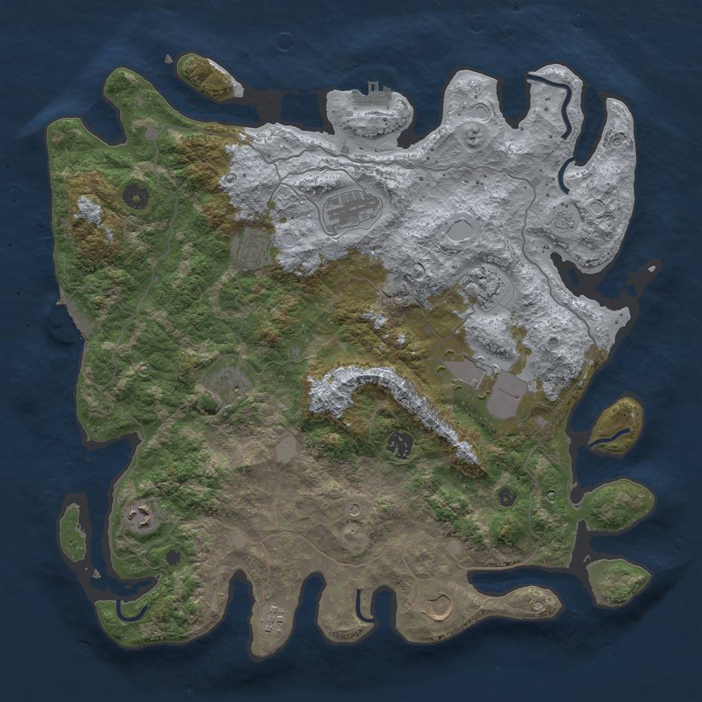 Rust Map: Procedural Map, Size: 4000, Seed: 53192324, 18 Monuments