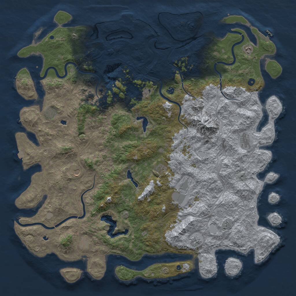 Rust Map: Procedural Map, Size: 6000, Seed: 1331295878, 17 Monuments